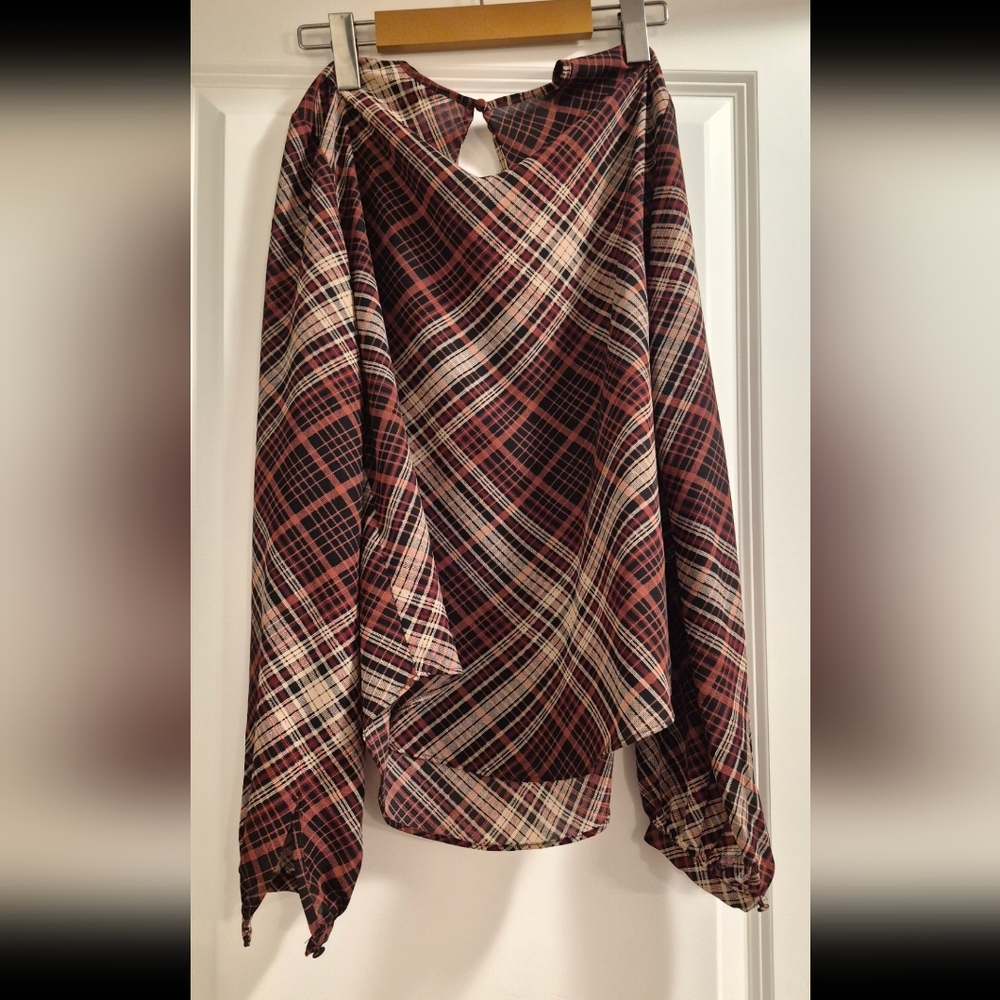 RW&CO. Checkered Long Sleeve Top in Red and Black. Barely Woren